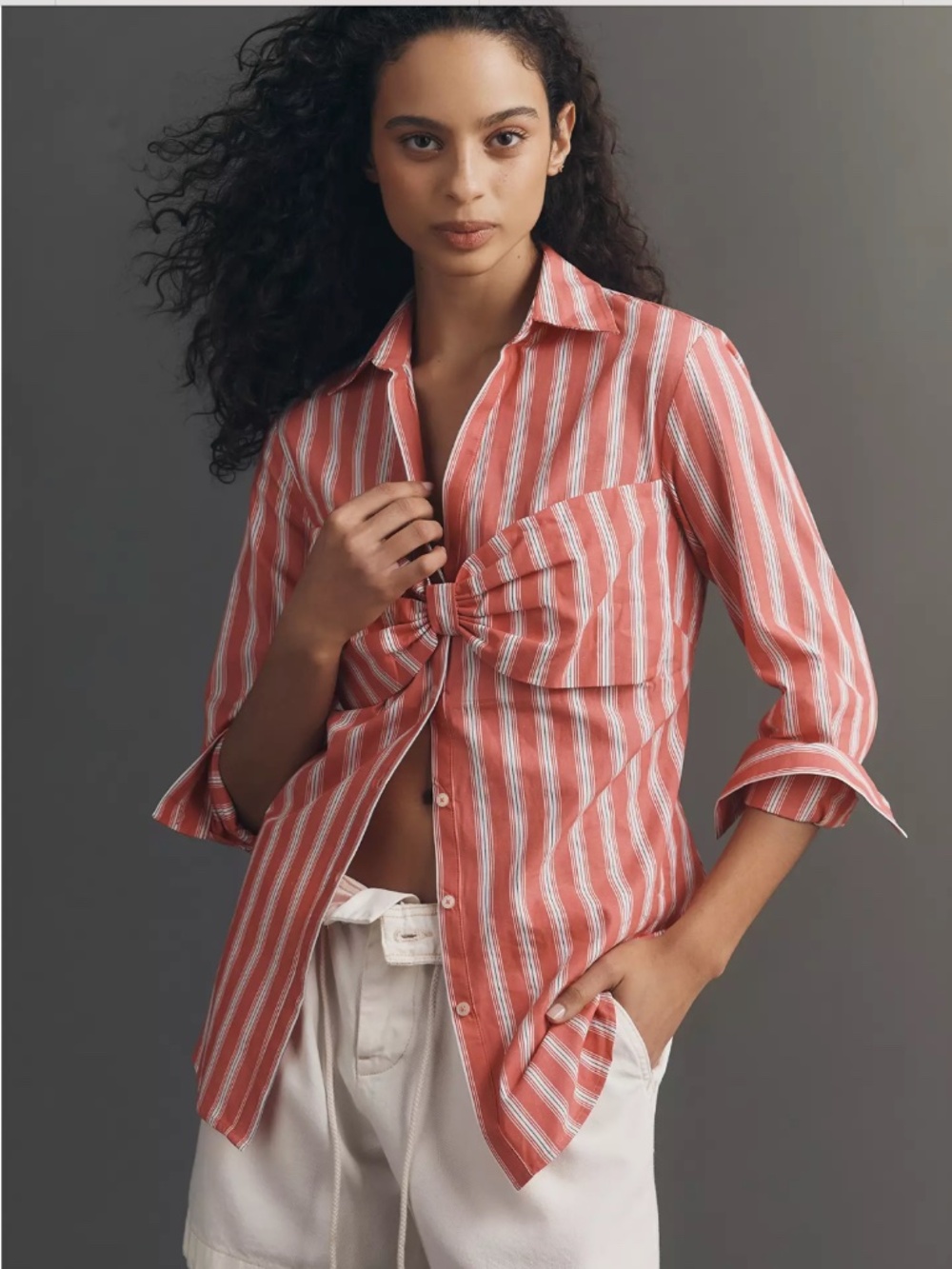New with tags Maeve for Anthropologie Bow Long sleeve Button down Top
